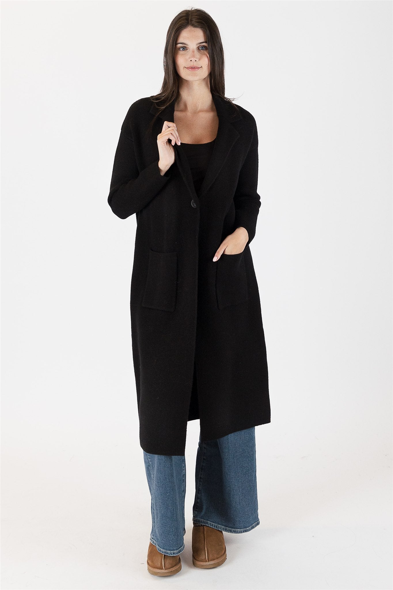Jimmi Sweater Coat | Black Fleck