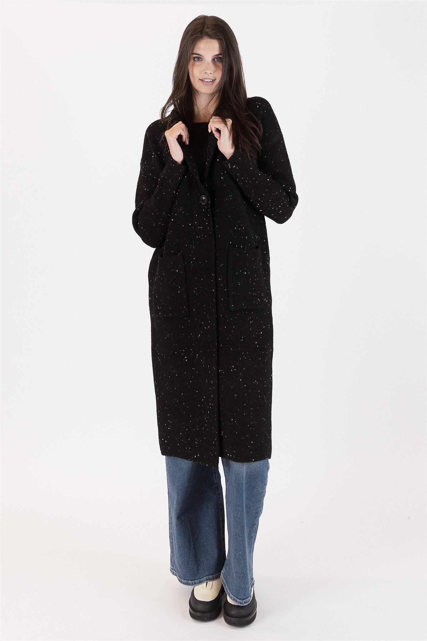 Jimmi Sweater Coat | Black Fleck