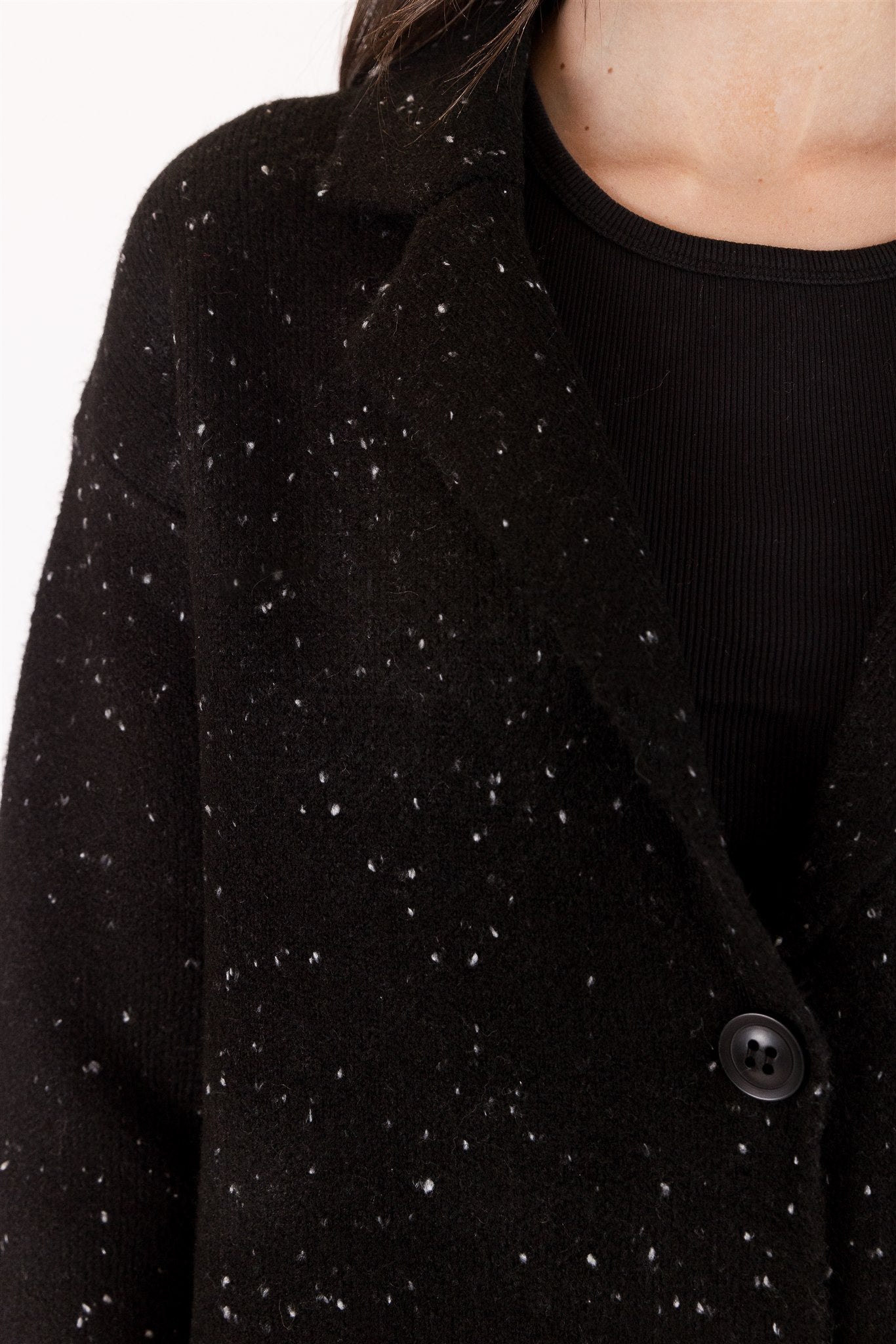 Jimmi Sweater Coat | Black Fleck