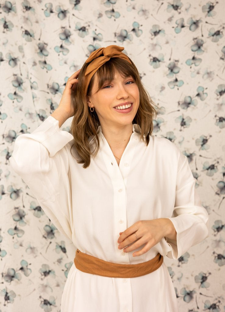 Linen Twisted Headband | Tan