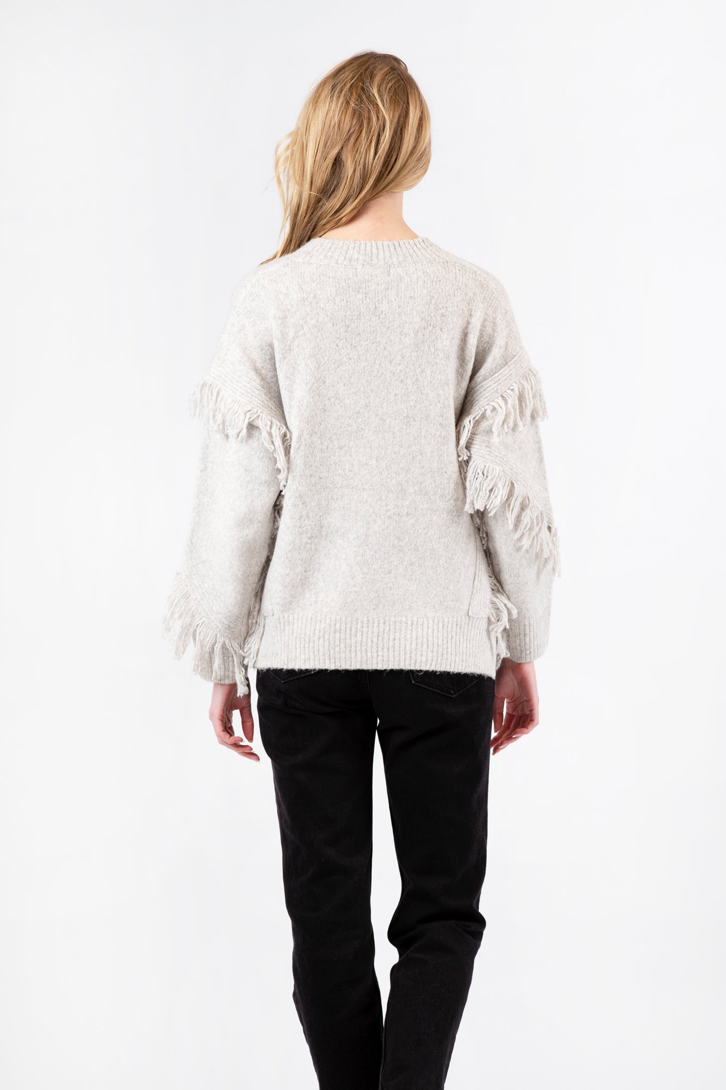 Bindi Fringe Sweater | Grey