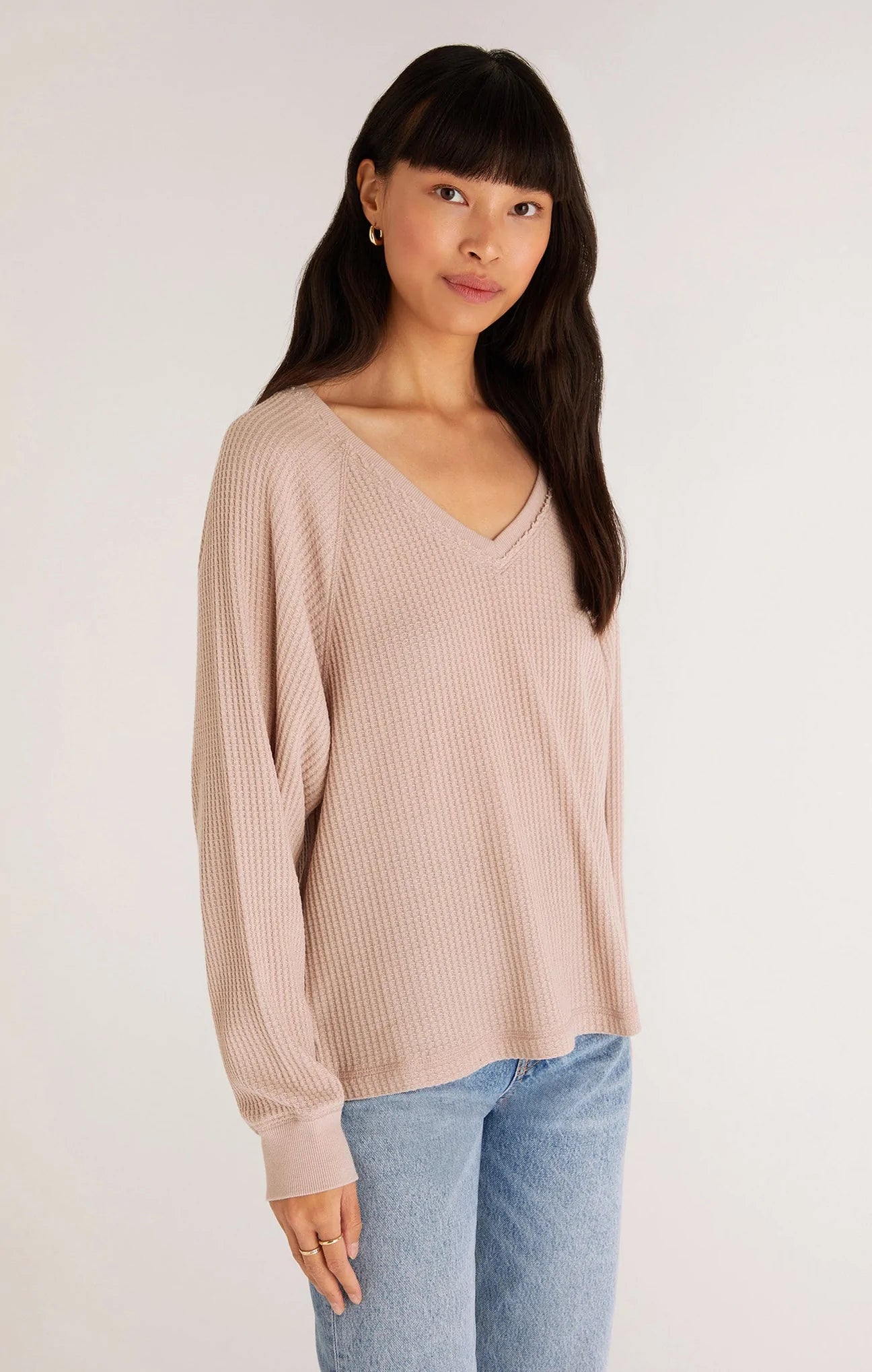 "Frances" Waffle Top | Feather Taupe