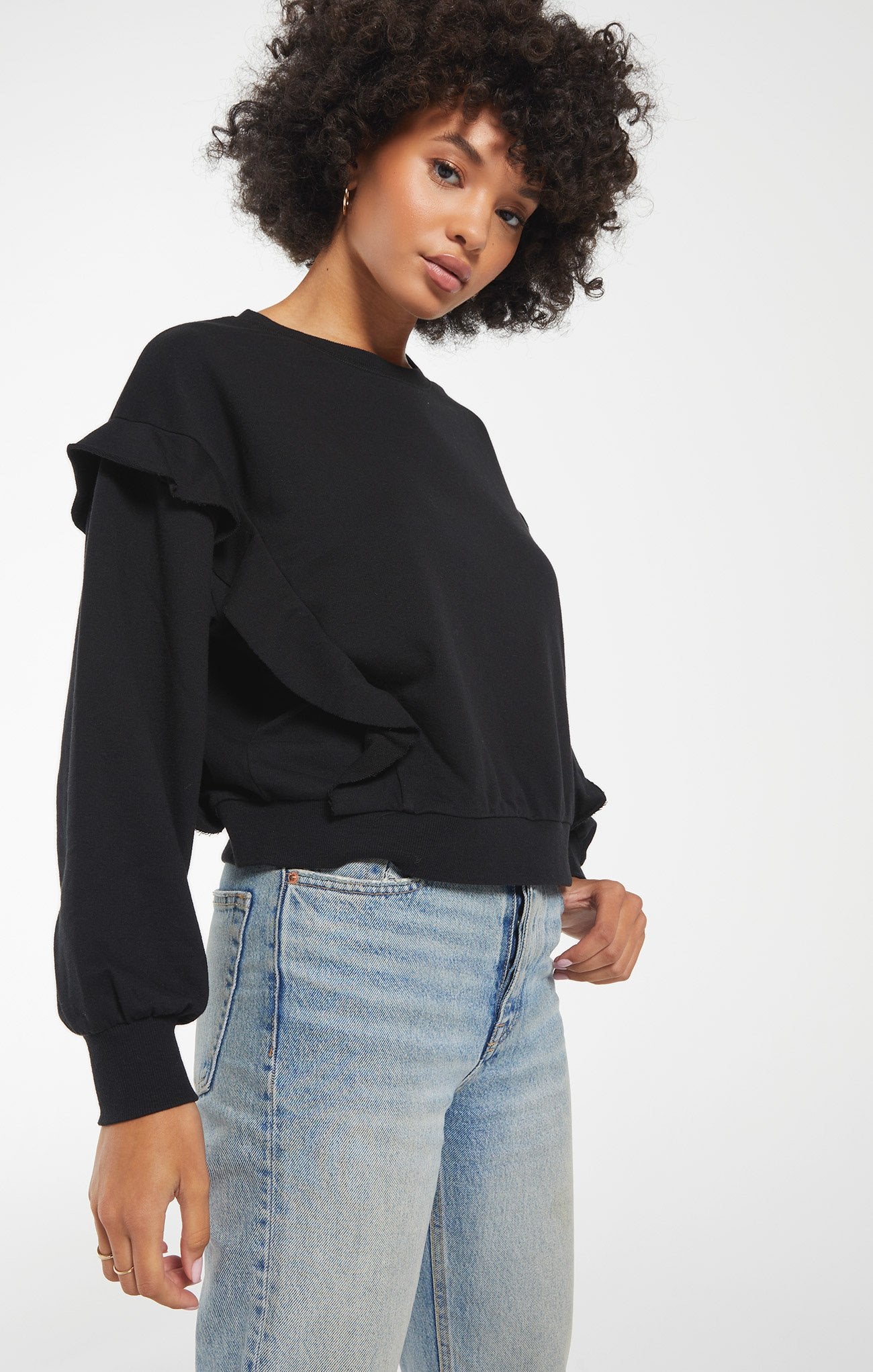 "Freya" Ruffle Top (black)