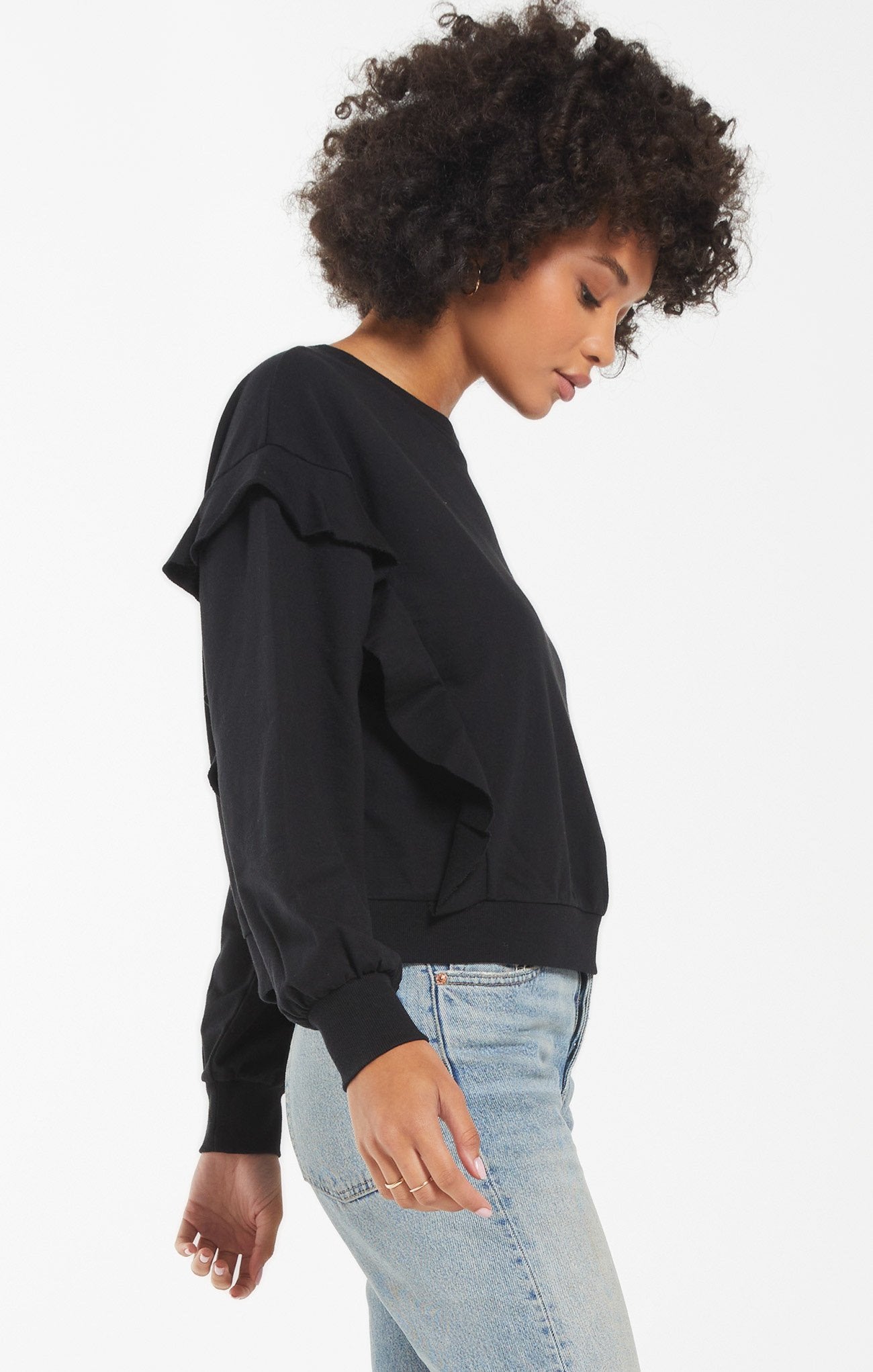 "Freya" Ruffle Top (black)