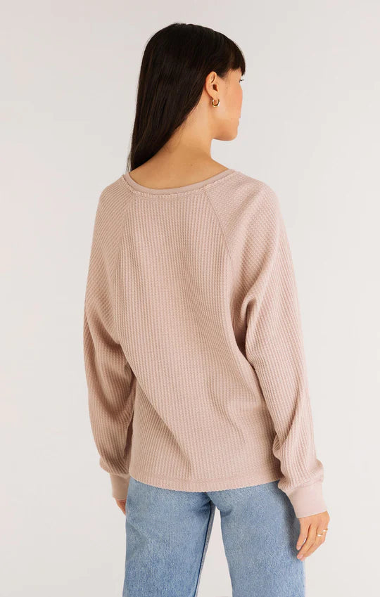 "Frances" Waffle Top | Feather Taupe